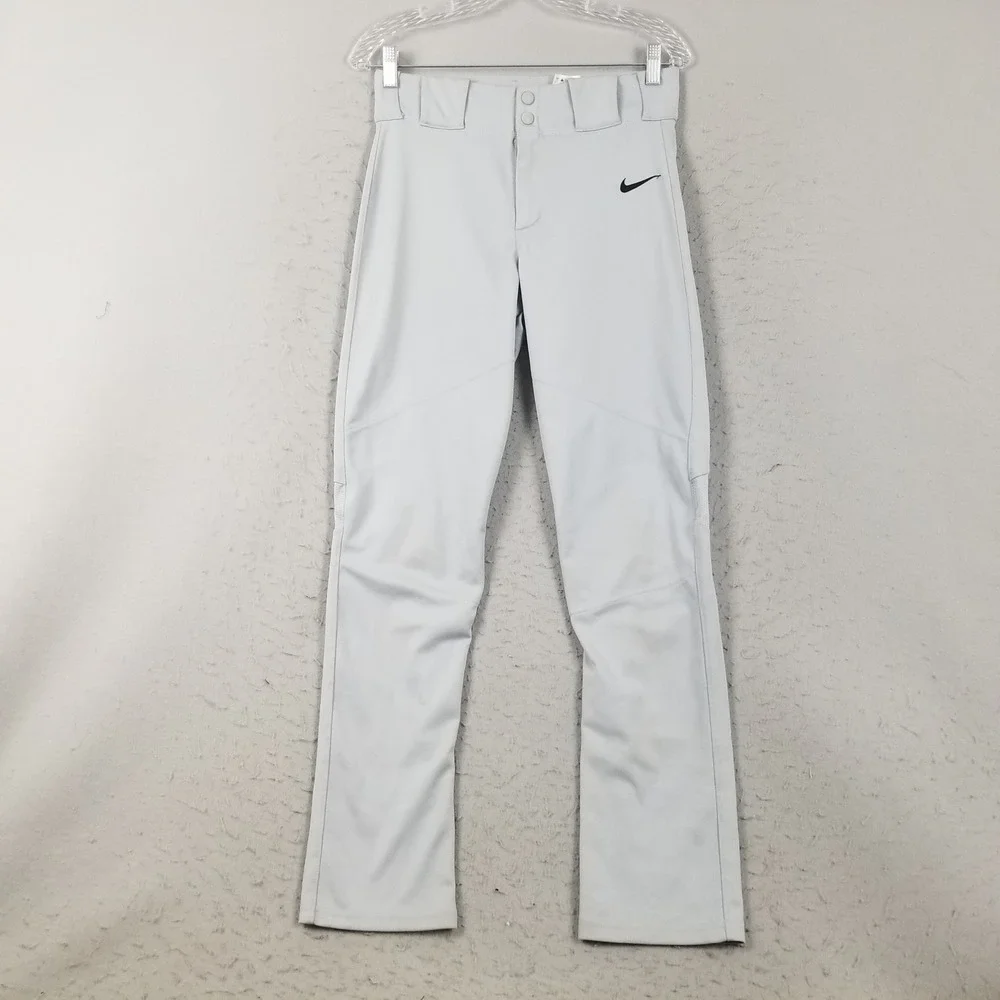 Nike Baseball Pants Men Small Grey BSBL Open Bottom‎ Mesh Back Knee Athletic